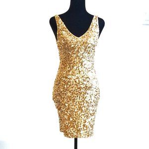 Gold sequin mini dress
